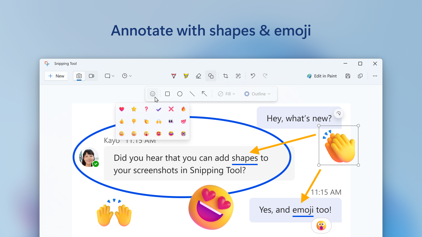 Shapes and emoji markup tray